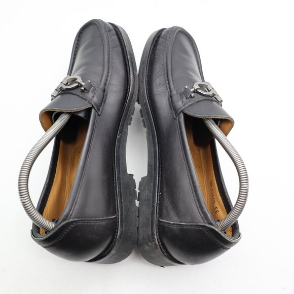 Salvatore Ferragamo Men's 7.5 EE Horse Bit Black Leather Loafers Dress Shoes - Picture 6 of 11